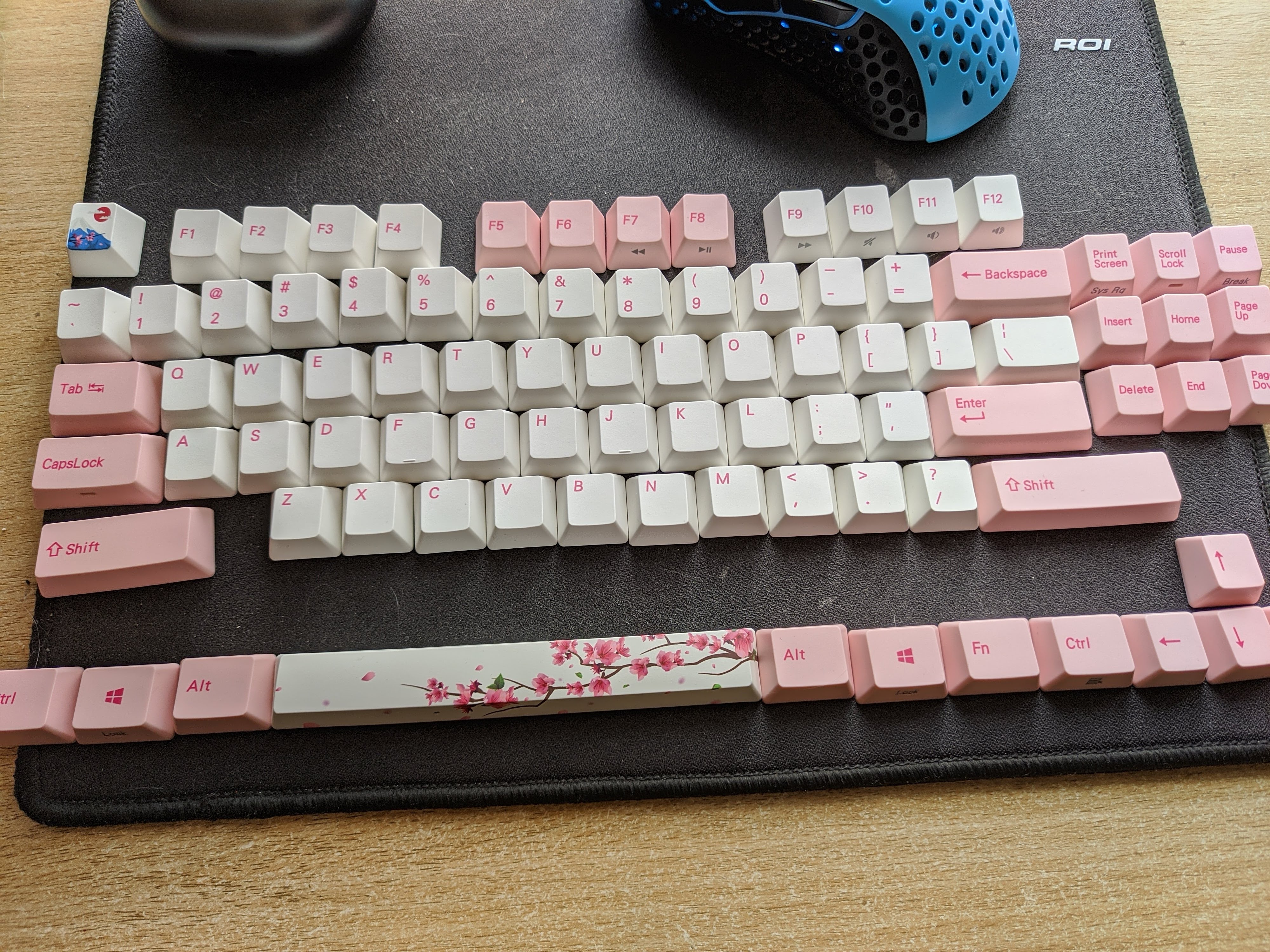 Photo of the Varmilo VA87MR Sakura pink mechanical keyboard